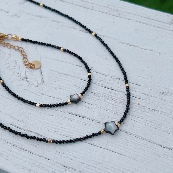 B9 Handmade Black Spinal MOP Star Necklace and Bracelet Set - Picture 5 of 5